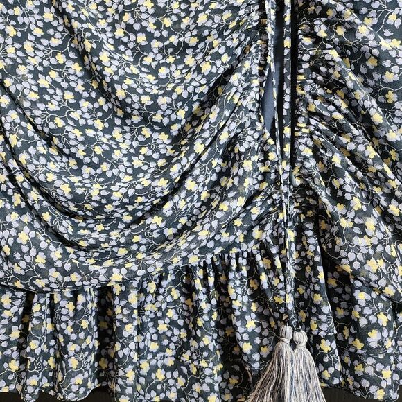 1. STATE Ruched Seam Cascading Calico Skirt in Midnight Sky - Picture 10 of 12